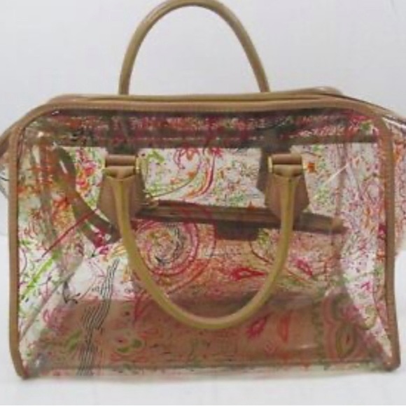 Etro Clear Tote Bag / Notorious Paisley Print W/ Pouch Inside /Made In Italy - Picture 2 of 15